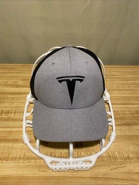 Tesla Men's Yupoong Gray & Black  Dad Trucker Hat - Logo Cap Flexfit